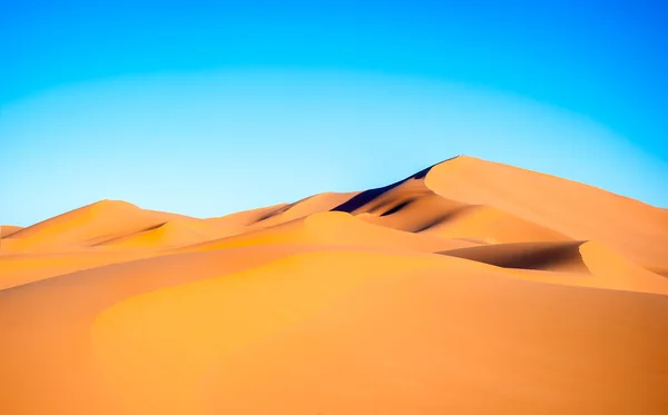 Paisagem do deserto marroquino com céu azul — Fotografia de Stock