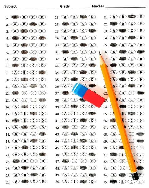 Test scorekaart met antwoorden — Stockfoto