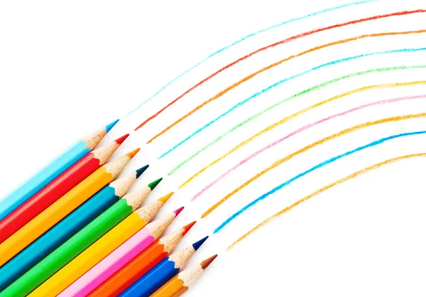 Coloured pencils on white background — Stock Photo, Image