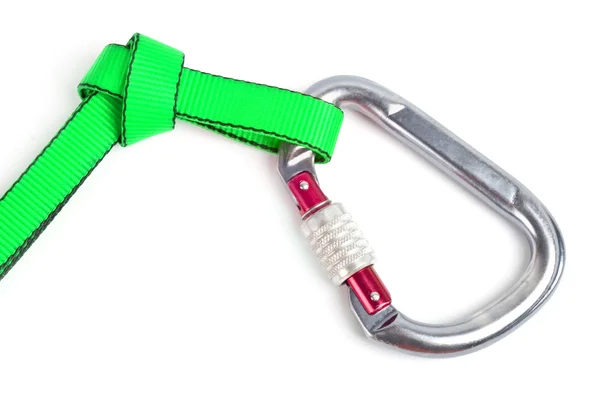 Bergsteiger-Karabiner mit Seil — Stockfoto