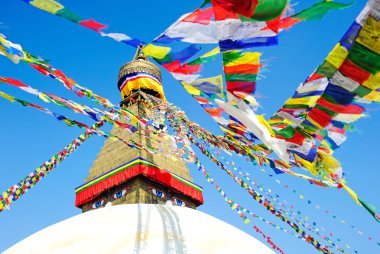 Boudhanath Stupa, Nepal Tibet bayrakları