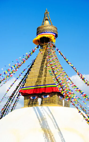 Boudhanath Stupa, Nepal Tibet bayrakları — Stok fotoğraf