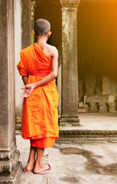 Monk düşünürken, Angkor Wat, Siam Reap, Kamboçya