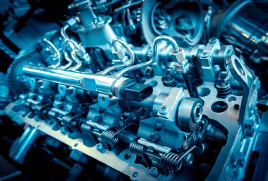 Otomobil motorunun yakın çekim görüntüsü