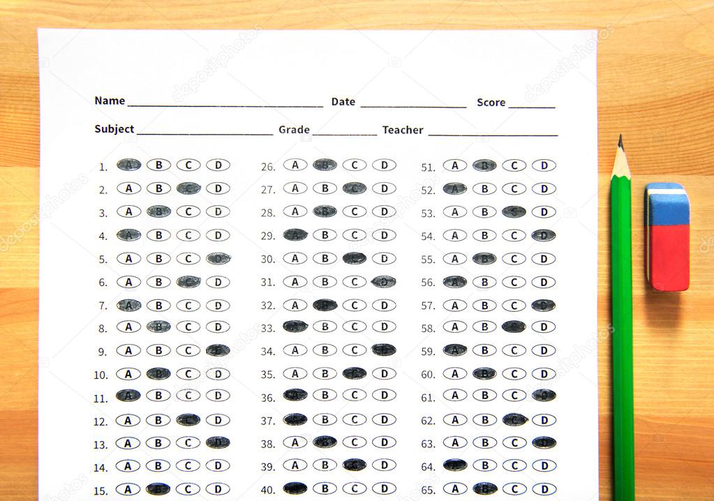 Education test sheet on the table with pencil
