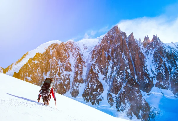 Group of climbers reaching the summit — Stock Photo, Image