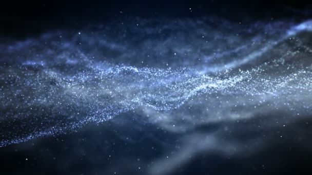 Fliegende Teilchen auf dunklem Hintergrund — Stockvideo