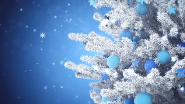 Árbol de Año Nuevo con copos de nieve cayendo — Vídeos de Stock