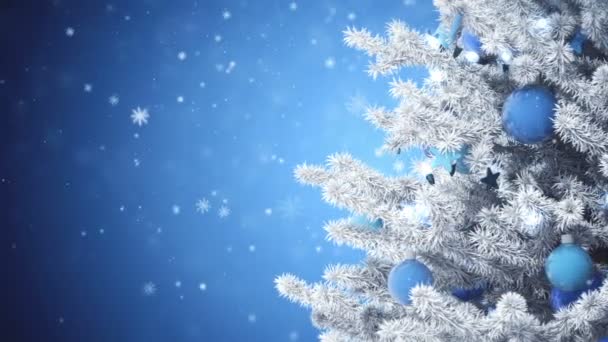 Albero di anno nuovo con fiocchi di neve cadenti — Video Stock