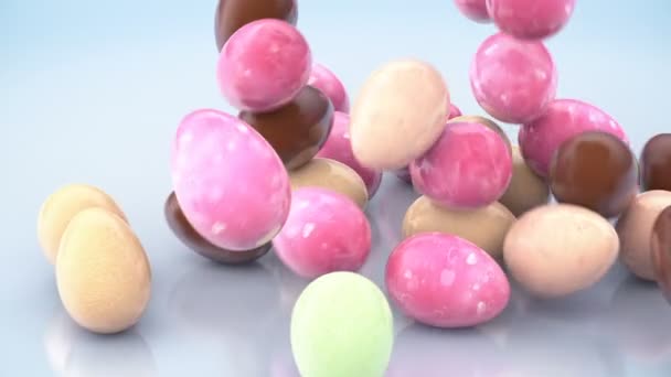 Falling Painted Easter Eggs Holiday Background — Stock Video