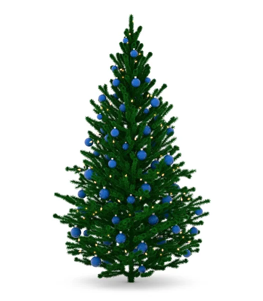 Nya året träd dekoration med bollar och glödlampor — Stockfoto