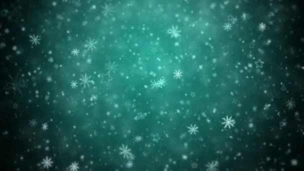 Flocos de neve e estrelas em queda — Vídeo de Stock