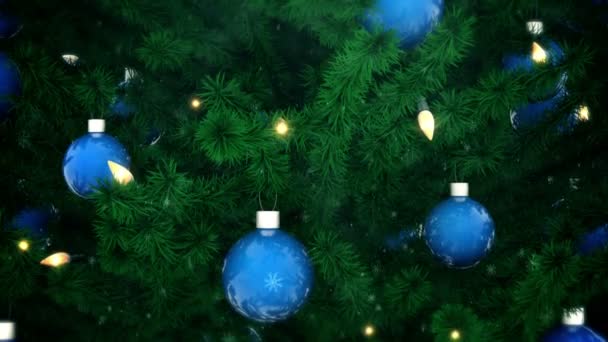 New Year tree with balls and light bulbs — Stock Video