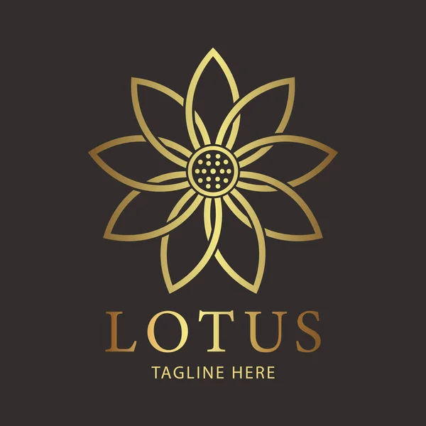 Plantilla Logotipo Oro Flor Lujo Lotus Firma Para Bienestar Spa — Archivo Imágenes Vectoriales