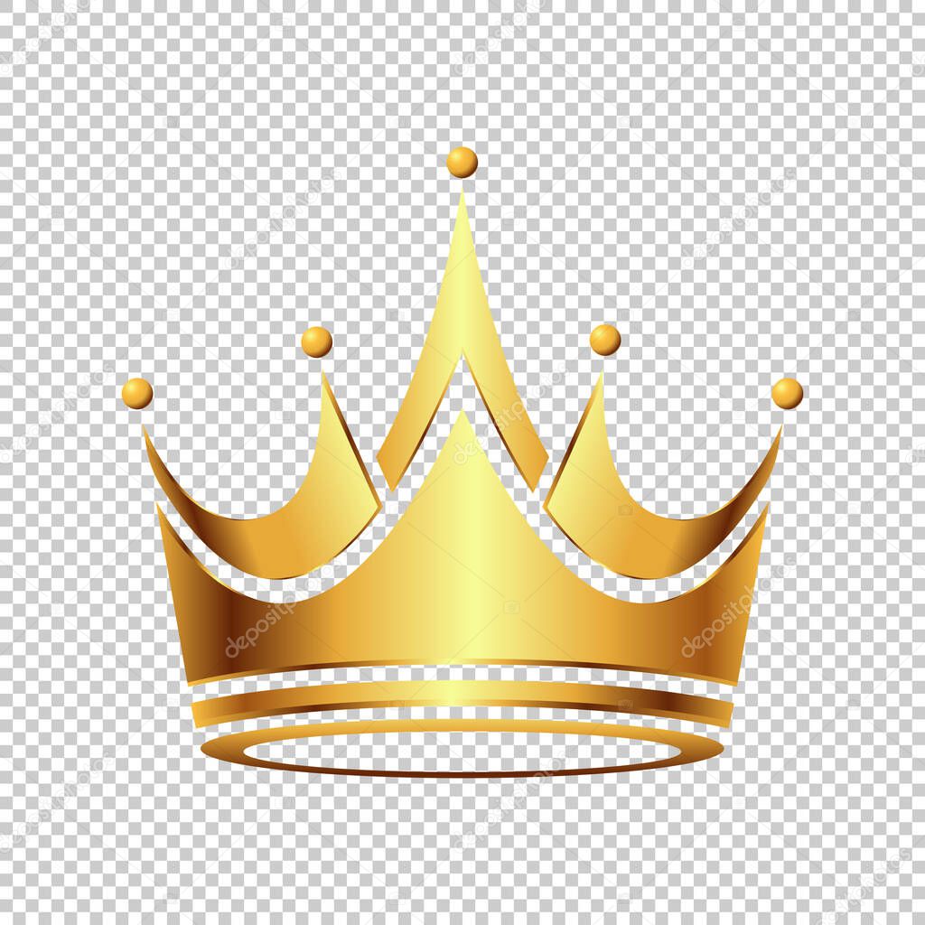 Luxury Golden Crown symbol icon template. Vintage logo Isolated Transparent Background. Geometric symbol Logotype concept Vector illustration.