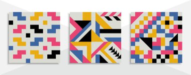 Moda tasarımı olan bir dizi geometrik arka plan. vektör kapağı şablonu.