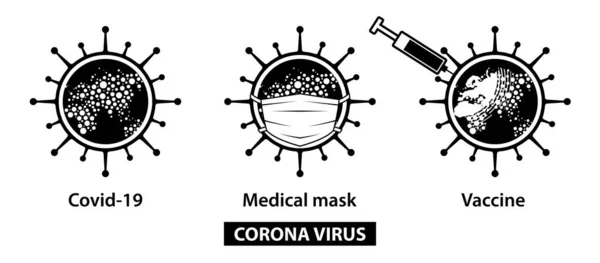 World Map Dot Design Incoronavirus Virus Icons Set Earth Wearing — Stock Vector