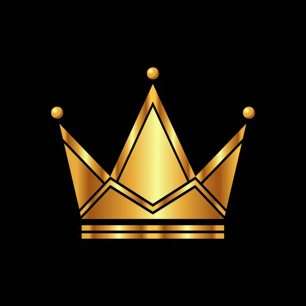 Golden Crown Symbool Template Vintage Logo Zwarte Achtergrond Geometrische Symbool — Stockvector