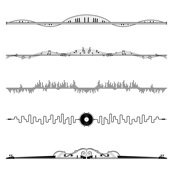Divisori Tribali Musiche Elementi Design Ornamenti Illustrazione Vettoriale — Vettoriale Stock