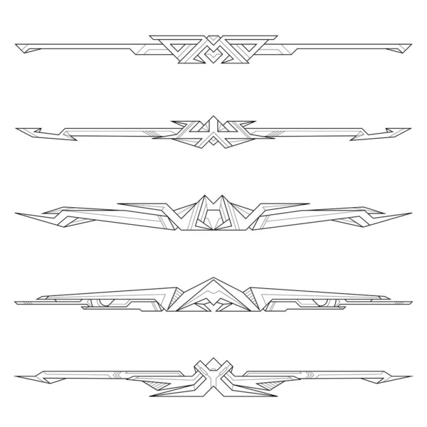 Розділи Племінних Геометричних Елементів Дизайну Орнаменти Векторні Ілюстрації — стоковий вектор