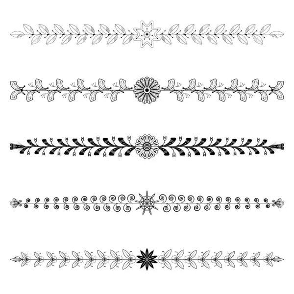 Розділи Племінні Елементи Квіткового Дизайну Прикраси Векторні Ілюстрації — стоковий вектор