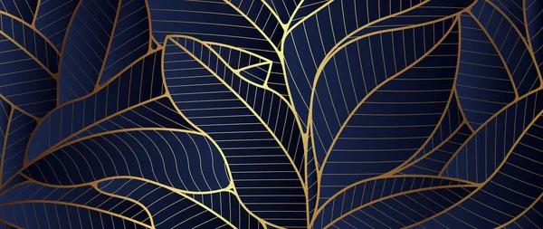 Luxus Blattgold Und Natürlich Art Deco Pattern Linearer Wellenhintergrund Textur — Stockvektor