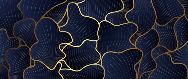 Luxury Golden Line Art Natural Linear Wave Background Texture Print — Stock Vector