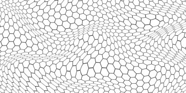 Siyah ve beyaz ballı altıgen hücre arka planı. Geometrik kovan altıgen bal petekleri. Vektör illüstrasyonu