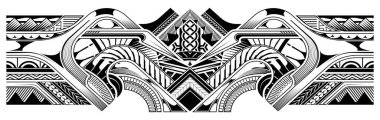 Polinezya dövmeli maori, samoa süslemeli kenar, etik kabile şablonu vektörü.
