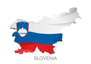Slovenya Haritası, beyaz arka planda izole edilmiş bayraklı. Vektör İllüstrasyonu