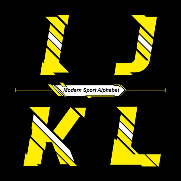 그래픽 알파벳 Abstract Yellow White Modern Sport Font Style — 스톡 벡터