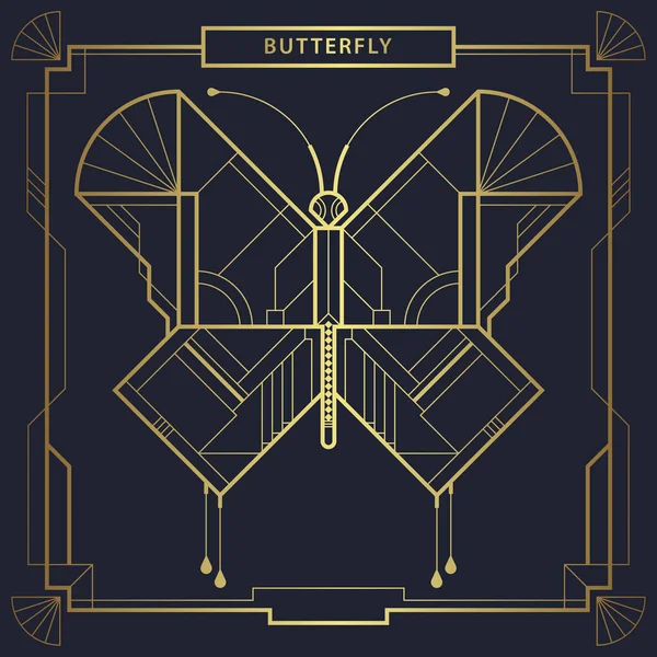Abstrategy Art Deco Polygonal Butterfly Logo Геометрический Линейный Вектор Бабочки — стоковый вектор