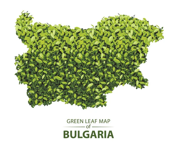 Bulgaria Carte Composée Feuilles Vertes Sur Fond Blanc Illustration Vectorielle — Image vectorielle