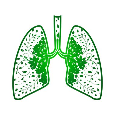 Yeşil yapraklı akciğerler. Gradyan ağaç ana hatları vektör tıbbi illüstrasyon. Sağlık hizmetleri. Ağaç dalları yapraklı akciğerler gibidir..