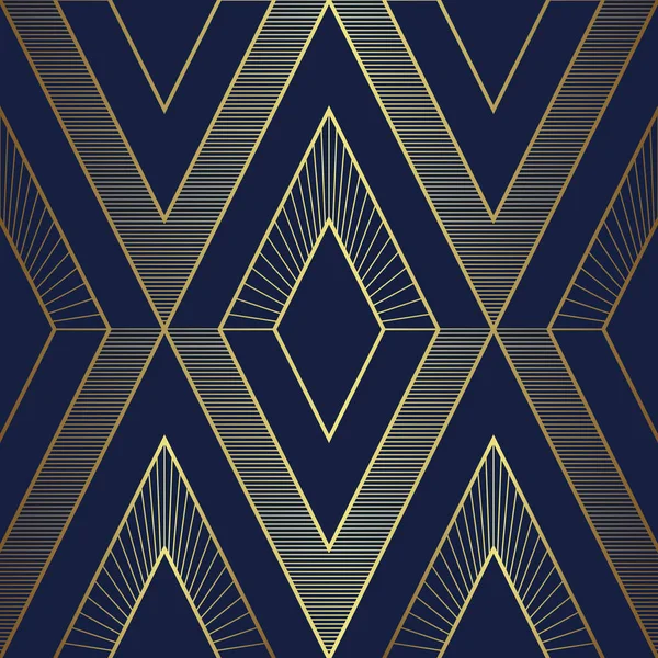 Vektor Moderne Geometrische Fliesen Muster Luxus Dunkelblau Mit Goldener Form — Stockvektor