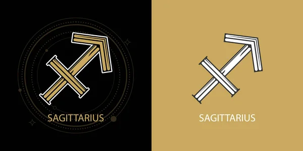 Zodiac Sagittarius Horoscope Sign Line Art Silhouette Design Vector — Stock Vector
