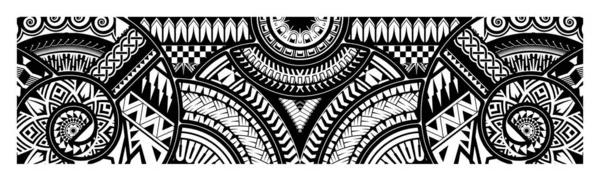 Patrón Tatuaje Polinesio Maori Borde Ornamento Samoa Vector Plantilla Tribal — Archivo Imágenes Vectoriales