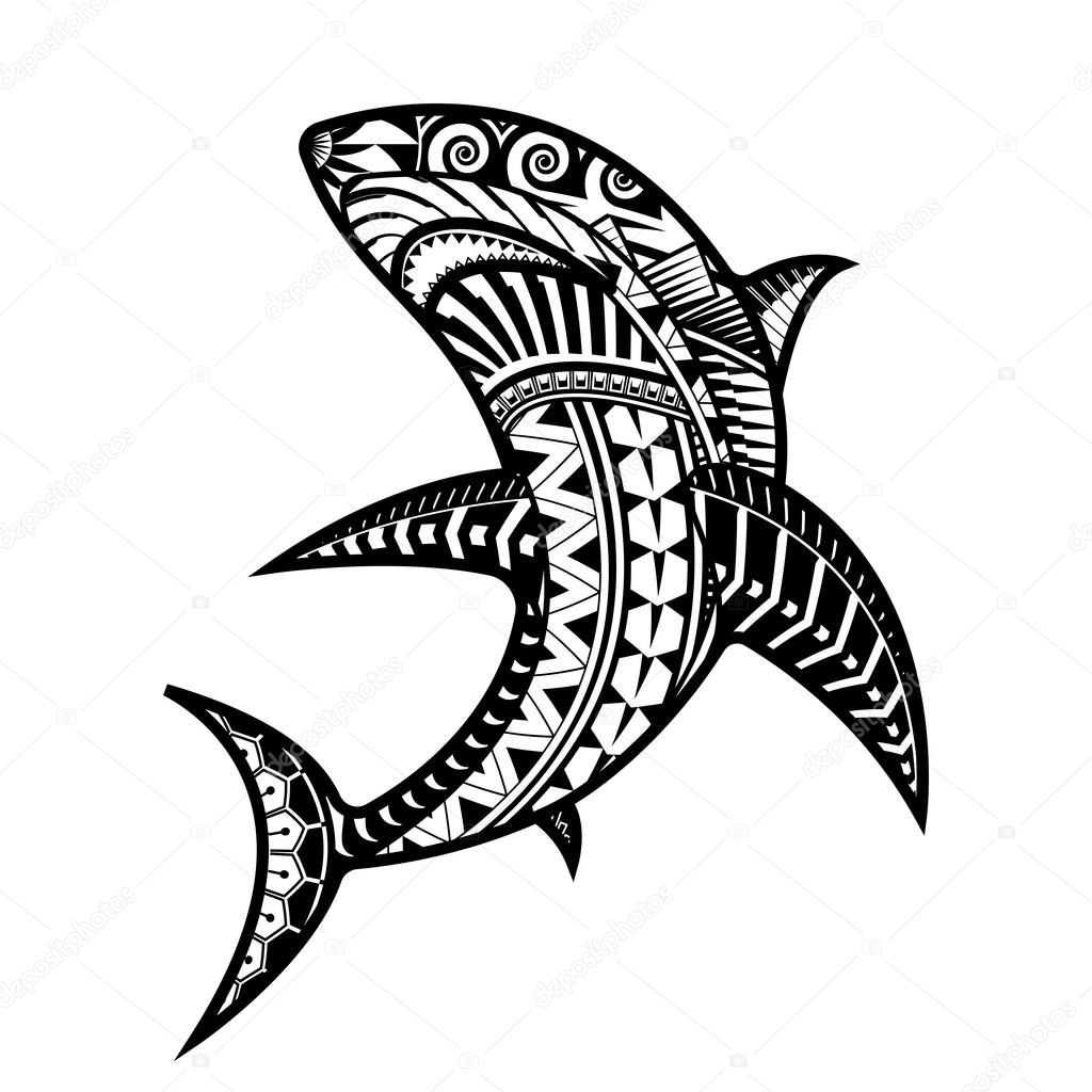 Shark tattoo polynesian style. jaws in the Maori style vector.