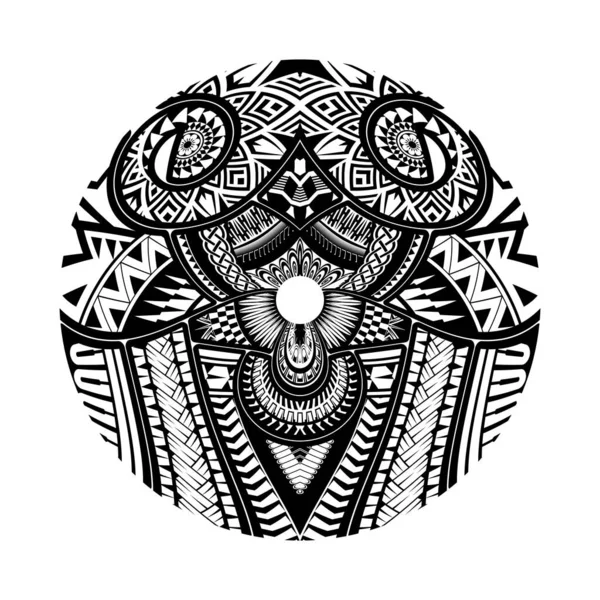 Maori Forme Tatouage Cercle Motif Tatouage Tribal Vecteur Mandala Polynésien — Image vectorielle