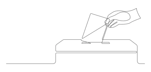 Nepřetržitá Jednořádková Kresba Volební Urny Ručně Kreslené Zobrazení Vektoru Minimalismu — Stockový vektor