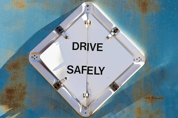 Closeup of a dimond Drive Safely sign — Stock fotografie