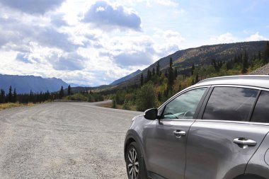 Yol kenarına park edilmiş bir aracın görüntüsü