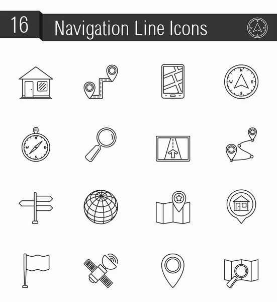 Navigation Line Icons — Stock Vector