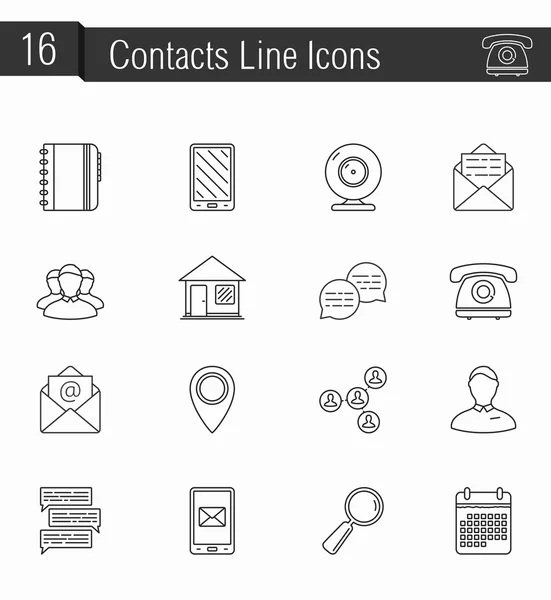 Contacts Line Icons — Stock Vector