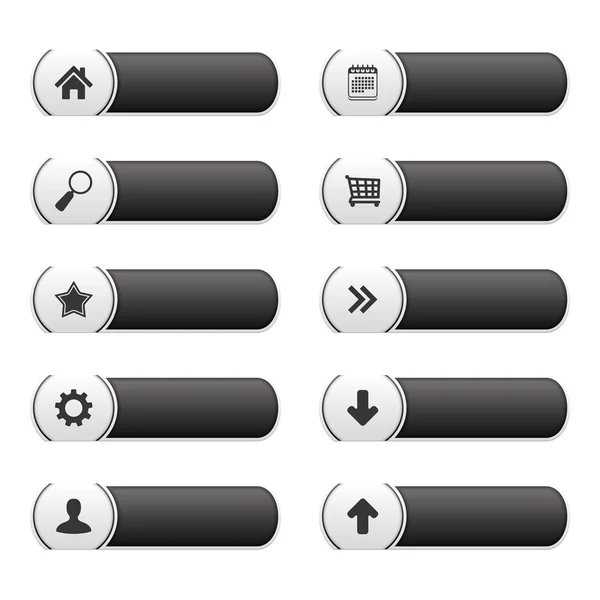 Black Buttons Set — Stock Vector