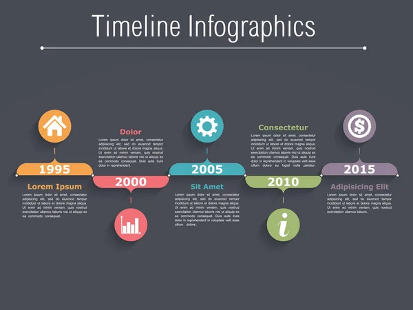 Infografika šablona časová osa — Stockový vektor