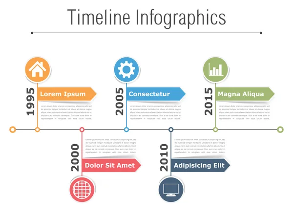 Infographies chronologiques avec flèches — Image vectorielle