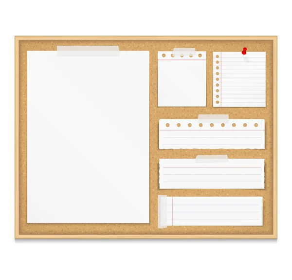 Bulletin board com notas de papel — Vetor de Stock