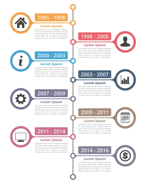 Modello di timeline verticale — Vettoriale Stock