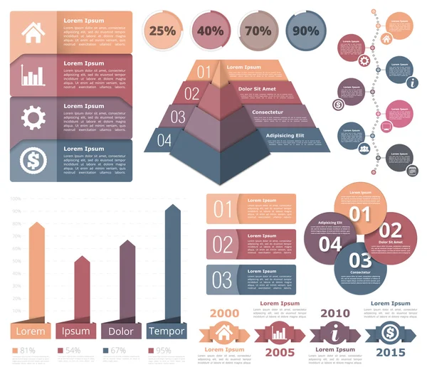 Infographic elemek beállítása — Stock Vector